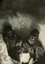 'Murray and Priestley Going Down A Shaft Dug in Green Lake',  c1908, (1909). Artist: Unknown.