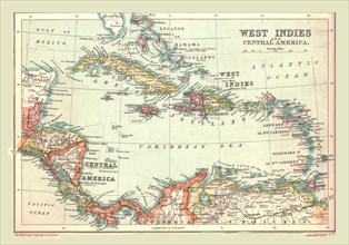 Map of the West Indies and Central America, 1902.  Creator: Unknown.