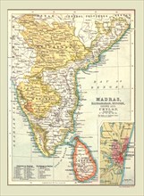 Map of Madras, Hyderabad, Mysore, Coorg and Ceylon, 1902.  Creator: Unknown.