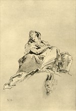 'Young Woman sitting, holding a Jug by her side', mid 18th century, (1928). Artist: Giovanni Battista Tiepolo.