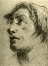 'Head of a Youth, almost in profile and looking up', mid 18th century, (1928). Artist: Giovanni Battista Tiepolo.