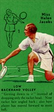 'Miss Helen Jacobs - Low Backhand Volley', c1935. Creator: Unknown.