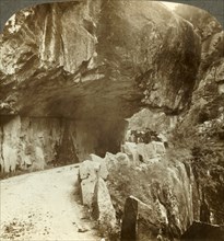 'The wonderful Bratlandsdal road, blasted through mountain walls of solid rock, Norway', c1905. Creator: Unknown.
