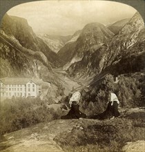 'Stalheim's Hotel, and its superb view, through the famous Naerodal, Norway', 1905. Creator: Unknown.