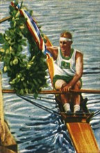 Australian rower Bobby Pearce wins the single sculls, 1928. Creator: Unknown.
