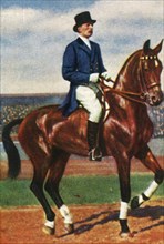 Carl von Langen of Germany on his horse Draufgänger, 1928.  Creator: Unknown.