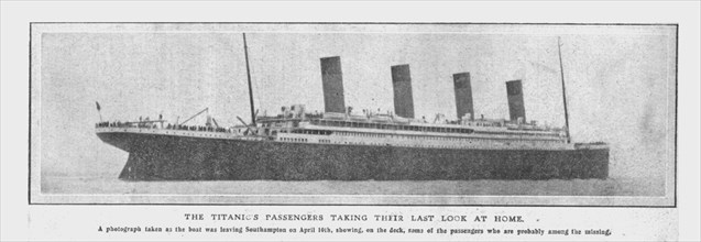 'The Titanic's Passengers Taking Their Last Look at Home', (April 20), 1912. Creator: Unknown.