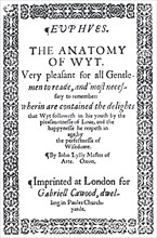 'Title-Page of John Lyly's Euphues or The Anatomy of Wit, First Edition', 1579, (1942). Creator: Unknown.