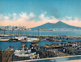 'Napoli - Mergellina Con Vesuvio', (Mergellina With Vesuvius), c1900. Creator: Unknown.