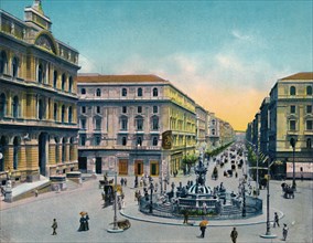 'Napoli - Piazza Borsa Con Fountana Medina', (Fountain of Neptune), c1900. Creator: Unknown.