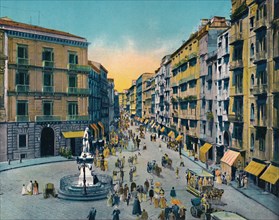 'Napoli - Via Roma, Largo Carita Con Monumento A Carlo Poerio', c1900. Creator: Unknown.