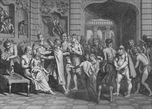 'On Coupe les Cheveux, et on donne un Nom aux Fils de L'Yncas', 1723. Creator: Bernard Picart.