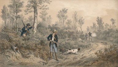 'Chasses a Tir, Battue en Forêt', mid 19th century. Creator: F Grenier.