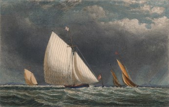 'The Sailing Match; Yachts Rounding The Flag Buoy', 19th century? Creator: J Godden.