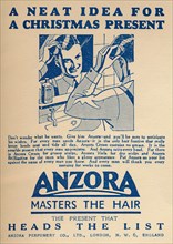 Advertisement for Anzora hair fixative, 1936.  Creator: Unknown.