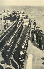 Royal Marines lined up on parade on board a ship, World War II, c1939-c1943 (1944). Creator: Unknown.