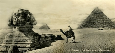 'Cairo - Sphinx and Pyramids', c1918-c1939. Creator: Unknown.