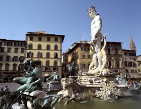 Statue of Neptune, Fonte del Nettuno in the Piazza della Signoria, Florence, Italy