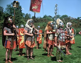 Re-enactors dressed as Roman soldiers