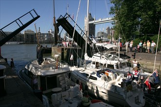 Boats in St Katherine's Lock, London