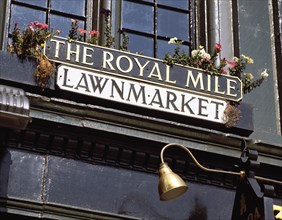 Street name sign in the Royal Mile, Edinburgh, Scotland