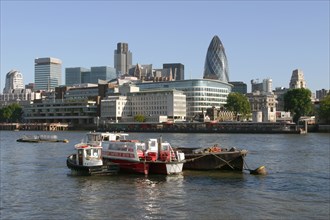 Looking across the Thames towards the City of London.