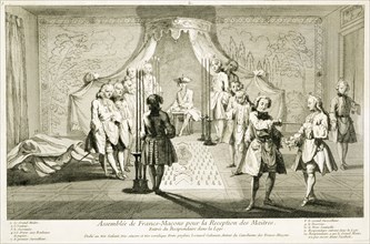 Assembly of Freemasons for the initiation of a Master, c1733. Artist: Unknown