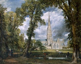 'View of Salisbury Cathedral from the Bishop's Grounds', Wiltshire, c1822. Artist: John Constable