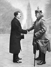 Adolf Hitler shaking hands with President von Hindenburg, Germany, 1933. Artist: Unknown