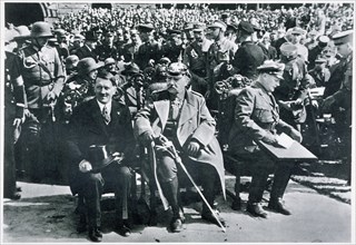 Adolf Hitler, President von Hindenburg and Hermann Göring, Tannenberg, Germany, 1933. Artist: Unknown