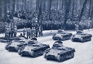 Convoy of tanks taking part in Adolf Hitler's birthday celebrations, 29th April 1936. Artist: Unknown