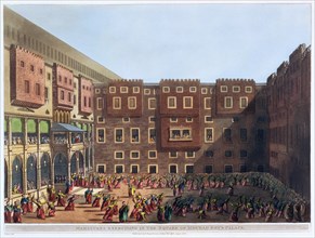 'Mamelukes Exercising in the Square of Mourad Bey's Palace', Cairo, Egypt, 1802. Artist: Thomas Milton