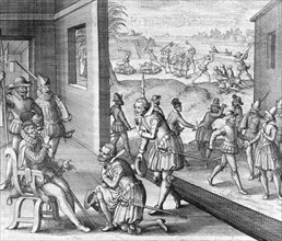 The Spanish capture Fort Caroline, 1565 (1631). Artist: Unknown