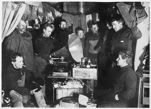 'Music in the Hut', Scott's South Pole expedition, 1911. Artist: Herbert Ponting