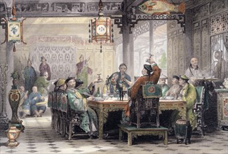 'Dinner Party at a Mandarin's House', China, 1843. Artist: G Patterson