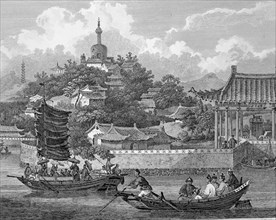 Detail of a view of the gardens of the Imperial Palace, Peking, China, 1796. Artist: Samuel Smith