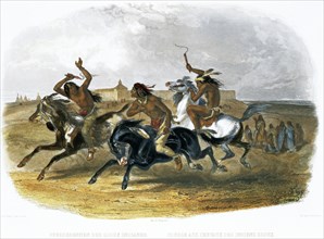 'Horse Racing of Sioux Indians near Fort Pierre', 1843. Artist: Du Casse and Doherty