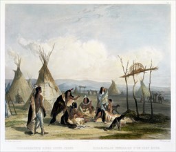 Funeral Scaffold of a Sioux Chief near Fort Pierre Artist: J Hurlimann