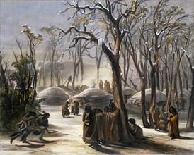 'Winter Village of the Minatarres', 1843. Artist: Narcisse Desmadryl