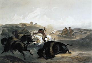 'Indians Hunting the Bison', 1843. Artist: Carl Vogel