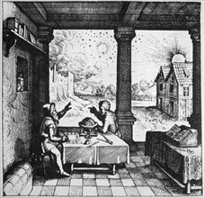 An astrologer casting a horoscope, 1617 (late 19th century). Artist: Unknown