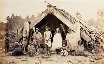Maori family, New Zealand, c1880s. Artist: Unknown