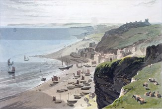 'Hastings, from the East Cliff', 1823. Artist: William Daniell