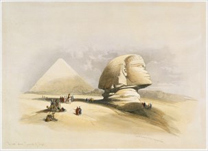 The Great Sphinx and the Pyramids of Giza, 19th century. Artist: David Roberts