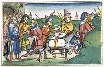 Joseph sends his brothers home with a supply of free food, 15th century. Artist: Unknown