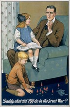 'Daddy, What did you do in the Great War?', British recruitment poster, c1940. Artist: Johnson, Riddle & Co