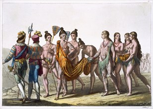 Native American widows approach their chief for permission to remarry, c1820-1839. Artist: Gallo Gallina