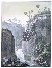 Explorers with Humboldt's expedition at the basalt cliffs at Regla, Mexico, c1820-1839. Artist: Gerolamo Fumagalli