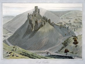 'Corfe Castle', Dorset, 1823. Artist: William Daniell
