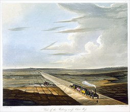 'View of the Railway across Chat Moss', Liverpool and Manchester Railway, 1833. Artist: Henry Pyall